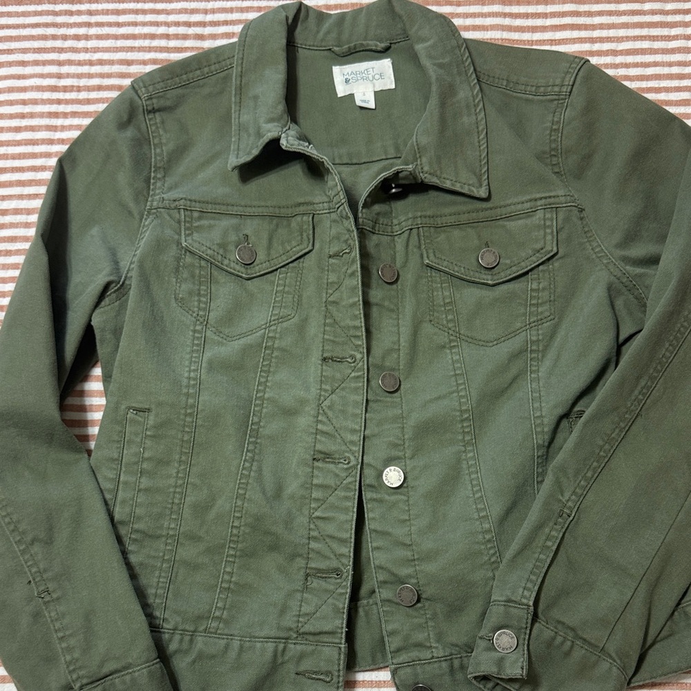 Market & Spruce Women's Green Jean Jacket